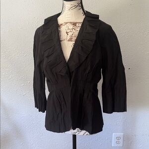 CAbi Black Ruffle-Trim Blazer